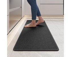 Keukenloper - Keukenmat - 44x120cm - Antislip - Wasbaar - Loper met Rubberen Achterkant - Vloerkleed - Tapijt - Loper Tapijt - Gemakkelijk Te Reinigen - Sneldrogende Vloermatten voor Keuken, Hal, Wasruimte - Grijs