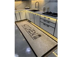 Keukenloper Kitchen - Crème - 80x200 cm - Vloerkleden - Keuken Tapijt - Keukenmat - Loper Tapijt - Loper Vloerkleed