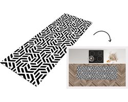Keukenloper - Loper keuken - Design - Geometrie - Patroon - Zwart - Wit - 180x60 cm - Keukenloper vinyl