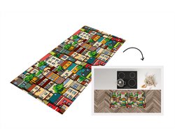 Keukenloper - Loper keuken - Patronen - Huis - Boom - 120x50 cm - Keukenloper vinyl