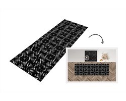 Keukenloper - Loper keuken - Patroon - Zwart Wit - Geometrie - 180x60 cm - Keukenloper vinyl