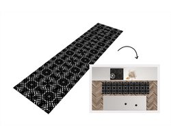 Keukenloper - Loper keuken - Patroon - Zwart Wit - Geometrie - 200x50 cm - Keukenloper vinyl