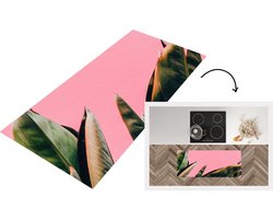Keukenloper - Loper keuken - Planten - Bladeren - Vrouwentong - Roze - Tropisch - 120x50 cm - Keukenloper vinyl