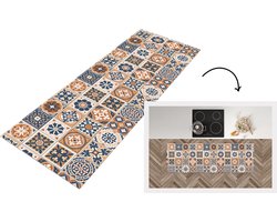 Keukenloper - Loper keuken - Tegels - Patronen - Middellandse Zee - 150x50 cm - Keukenloper vinyl