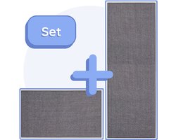 Keukenloper - Tapijt - Grijs - Set van 2 stuks - 45 x 150 cm - 45 x 70 cm - Keukenmat - Anti Slip - Beschermend - Stevig - Wasbaar