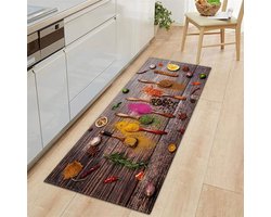 Keukenloper Wasbaar en Antislip - 7 mm Dikke Keukenmat met Groenteprint - Vloermat voor Keuken, Bar en Gang - Decoratief Tapijt - 40 x 120 cm