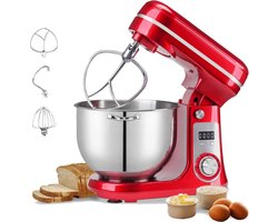 Keukenmachine - Keukenvoedselmixer - Blender - Stille motor - Crème Eiergarde - Zweepdeegkneder - 6 Snelheden, 1200W - 6 Liter