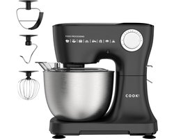 Keukenmachine Plus - Keukenrobot - Foodprocessor met 12 standen - Keukenmixer met RVS kom - Drie Opzetstukken - 4,5L - COOK-IT