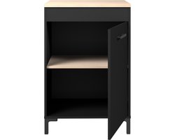 Keukenonderkast Cobalt 60cm - zwart/eik - Parisot - Keuken onderkast - Zwart - Spaanplaat