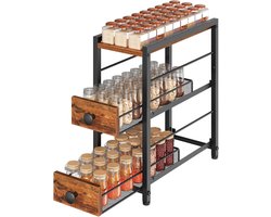 Keukenopberger - Smal rek - Keuken organiseren - Uittrekbare lades - 36 x 15 x 40 cm - Retrobruin Zwart