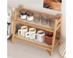 Keukenorganizer - Bamboe imitatie rotan, staand kruidenrek, koffiepad & thee opberger, Geschikt voor keuken, bureau, badkamer