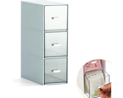 Keukenorganizer met 3 laden - opbergdoos voor theezakjes - koffiepads - theedoos met 3 laden - make-uptafel-organizer - theekist van kunststof voor thee - koffie - specerijen en andere levensmiddelen