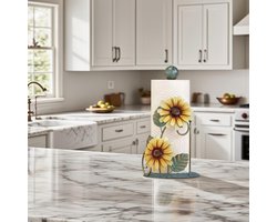 Keukenpapierhouder - Papierrolhouder Huishouden - Keuken Decoratie - Zonnebloemmotief - M - Geel Groen