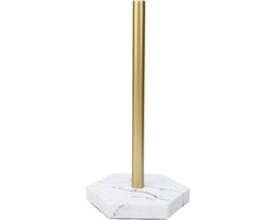 Keukenpapierhouder - Rollenhouder - Aanrecht Organisatie - Verzwaarde Basis - 31x5 cm - Goud Marmer