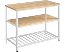Keukenplank met 3 niveaus met groot werkblad en stalen frame - Eikenwit