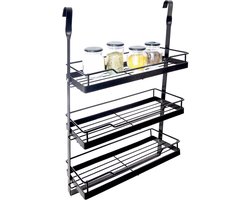 Keukenplank Opgehangen Aan De Reling Metaal Zwart RADKA 32x11x46 cm - Plank voor Keuken - Keukenkast - Keukenrek - Kruidenrek - Kruidenhouder