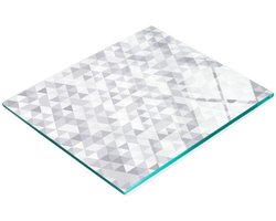 Keukenplank van gehard glas met decoratieve afbeeldingen van grijze driehoeken, 60x52 cm