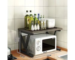 Keukenrek - Magnetron rek - 2 lagen - Multifunctioneel opbergrek - Stevig en ruimtebesparend - Zwart