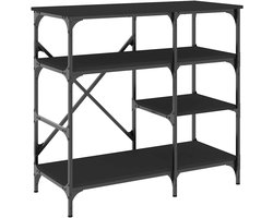 Keukenrek met werkblad, staand rek voor keuken en magnetron, metalen frame, industrieel design, 90 x 40 x 84 cm, zwart
