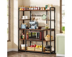 Keukenrek - Rek voor Binnen - Voor Keuken of Planten - 5 Laags - Met Haken en Planken voor Kruiden, Potten en Pannen