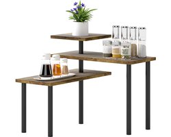 Keukenrek, Roteerbaar Magnetronrek met 3 Niveaus, Industrieel Staand Metalen Rek, Ruimtebesparend keuken opbergrek voor magnetron, keukengerei en kruiden, 40 x 18 x 36,5 cm