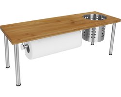 Keukenrek van RVS en bamboe hout