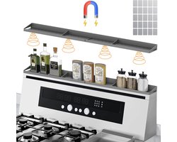 Keukenrek voor kookplaat, 76 cm (76 cm) siliconen fornuis boven rek met etiketten, magnetisch rek voor fornuis/roestvrijstalen fornuis, 4 functionele scheidingswanden, keuken, kruidenrek,