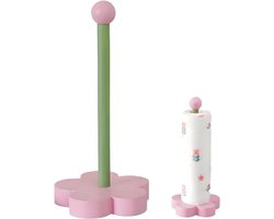 Keukenrolhouder - 1 Stuk - Bloemenpatroon - Keukenbenodigdheden - Keukenaccessoires - Keukenrol Houder Staand - Papier Handdoek Houder - Keukenpapier Houder - Geschikt Voor Keuken, Badkamer, Bars En Eettafels - 31.5 X 12.5 Cm - Roze