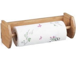 keukenrolhouder hangend - bamboe - 12 x 37 x 13 cm - voor muur