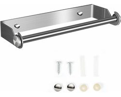 Keukenrolhouder - Hangend - Gemaakt Van Roestvrij Staal En Makkelijk Te Monterein Op Wand Voor Keukenpapier Of Folie - 1 - Voor Keuken, Badkamer, Woonkamer Zilver