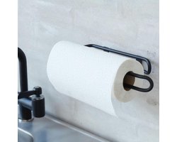 Keukenrolhouder hangend | mat zwart metaal | 31x4x13,5cm | Funktion