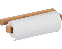 keukenrolhouder hangend - muur - bamboe - zelfklevend - 3 x 31 x 9 cm - zonder boren