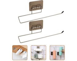 Keukenrolhouder Hangend - Roestvrij staal- Zelfklevend - Hangend - 2 Stuks