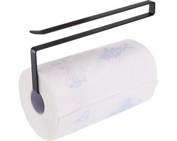 Keukenrolhouder hangend - Zelfklevend - Wandmodel - Zwart - Rollenhouder - Ophangen zonder boren