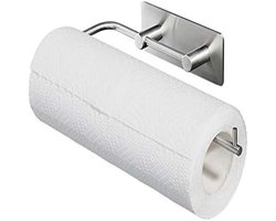 Keukenrolhouder - Houder Voor Papieren Handdoeken - Matt Rvs Zelfklevend - 1 Stuks - Wit
