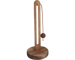 Keukenrolhouder - Houten Papierrol Houder - Anti-slip Houten Standaard - Eenhandig Keukenpapier Dispenser - Met Catauge Hanger - Retro Keuken Accessoire - Bruin