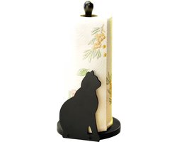 Keukenrolhouder, kat, hoogte 30 cm, zwart