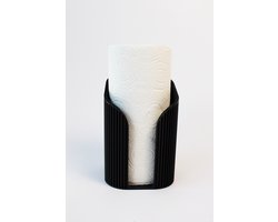 Keukenrolhouder - keuken papier houder -Zwart - Ribbeltextuur - Vrijstaand - Japandi Design