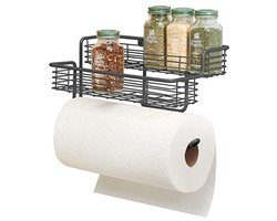 Keukenrolhouder - Keukenorganizer met twee planken voor glazen specerijflessen - Wandmodel van metaal
