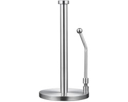 Keukenrolhouder - Keukenpapierhouder - Antislip - Staande keukenpapierhouder - Zilver - Roestvrij staal