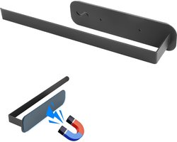 Keukenrolhouder magnetisch, keukenrolhouder zonder boren, keukenrolhouder zwart, magnetische rolhouder keuken, papierrolhouder voor koelkasten en magnetrons, metalen kast
