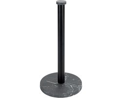 Keukenrolhouder marmerlook zwart 15-32 cm staand metaal kunststof