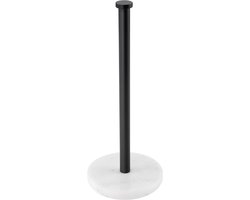 Keukenrolhouder met Marmeren Basis – Keuken Papierrolhouder voor Staande of Jumbo Rollen – RVS SUS304 – Mat Zwart – Keukenaccessoire – Handdoekhouder – Keukenrol Standaard