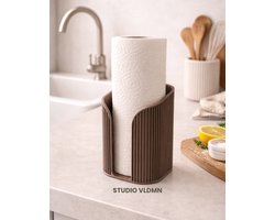 Keukenrolhouder - Modern Minimalistisch Design - 3D Geprint - Scandinavisch & Japandi - 18 cm - Donkerbruin