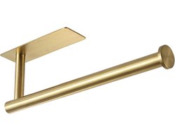 Keukenrolhouder onder de kast, verbeterde toiletrolhouder voor aan de muur, keukenrolhouder zelfklevend of geboord, geschikt voor keuken, badkamer, voorraadkast, camper, roestvrij staal 304 (goud)