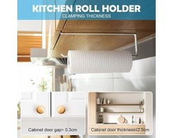 Keukenrolhouder onder kast, 2 stuks papieren handdoekhouder aanrecht, keuken zelfklevend wandmontage papieren handdoekrek, keukenhanddoekhouders voor badkamer, badkamer, toilet, keuken