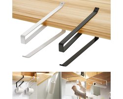 Keukenrolhouder onder kast 2 stuks - Zelfklevend wandmontage papieren handdoekrek - Keukenhanddoekhouders voor badkamer toilet