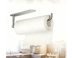 Keukenrolhouder - Roestvrij staal - Zilver - Keukenpapier houder - Keukenaccessoires - Keuken - Keukenpapier - Zelfklevend - Zonder boren