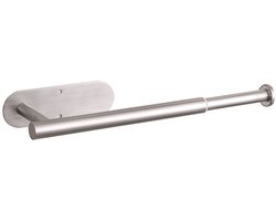 Keukenrolhouder - Rollenhouder - Toiletrolhouder - RVS - Hangend - Schaalbaar - Zelfklevend of Boren - Voor Keuken, Badkamer en Kast - 22.8*8.6*4.5cm - Zilver