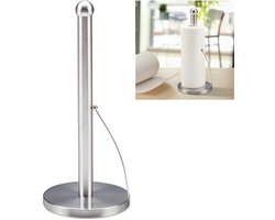 keukenrolhouder staand - 35 x 15 cm - rvs - accessoire voor keuken - zonder boren - zilver